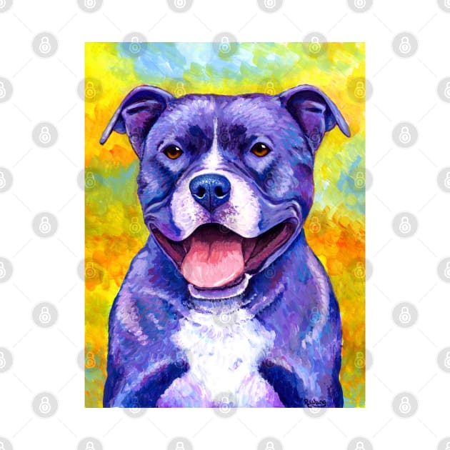 Peppy Purple Pitbull Terrier Dog by rebeccawangart