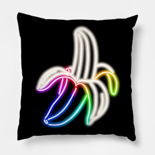 Rainbow Neon Banana Bar Sign Top Left Pillow