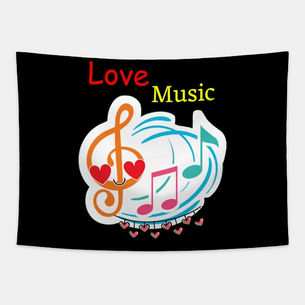 Harmony of Love  Musical Notes T-Shirt Tapestry by Farhan S