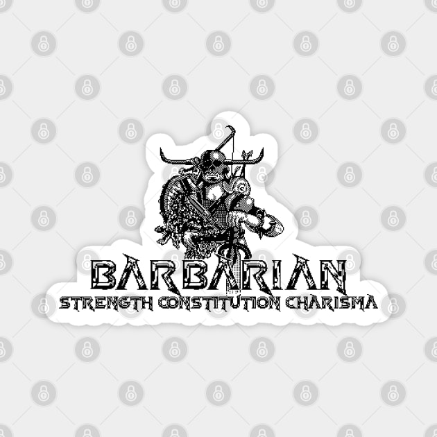 Barbarian traits 8 Bit Art Magnet by 8 Fists of Tees