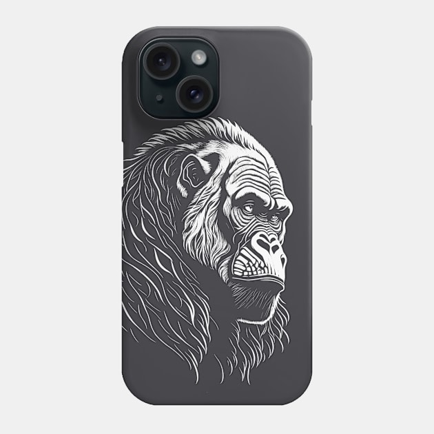 Gorilla in white Phone Case by Javisolarte