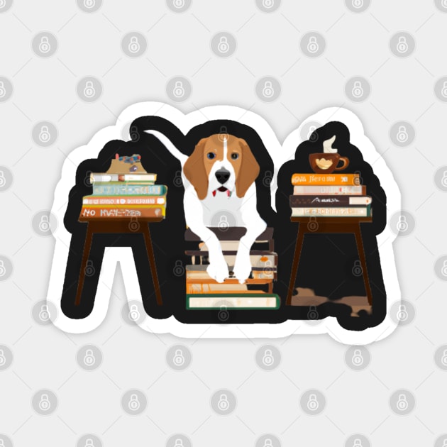 dogs books and coffee dog reader coffee quote Magnet by SR8891