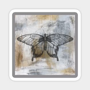 Gold And Grey Textures Butterfly A4 Magnet