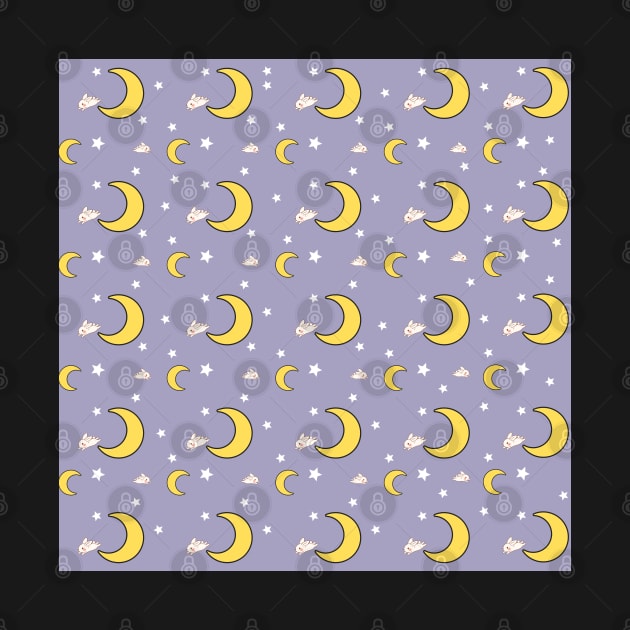 Cute Moon Bunny Pattern by FaelynArt