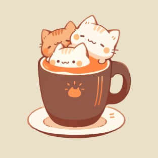 Kawaii kittens in hot chocolate cup T-Shirt