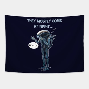 Aliens 1986 movie quote - "They mostly come at night, mostly" LIGHT Tapestry