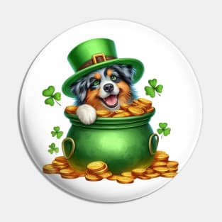 St Patricks Day Australian Shepherd Dog Pin