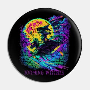 Zooming Witches Halloween Pin