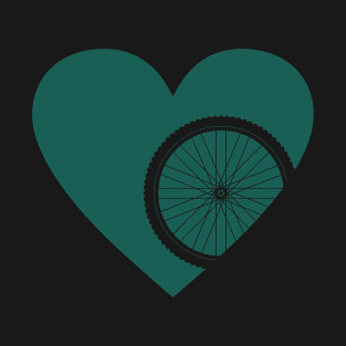 Heart with Mountain Bike Wheel for Cycling Lovers T-Shirt