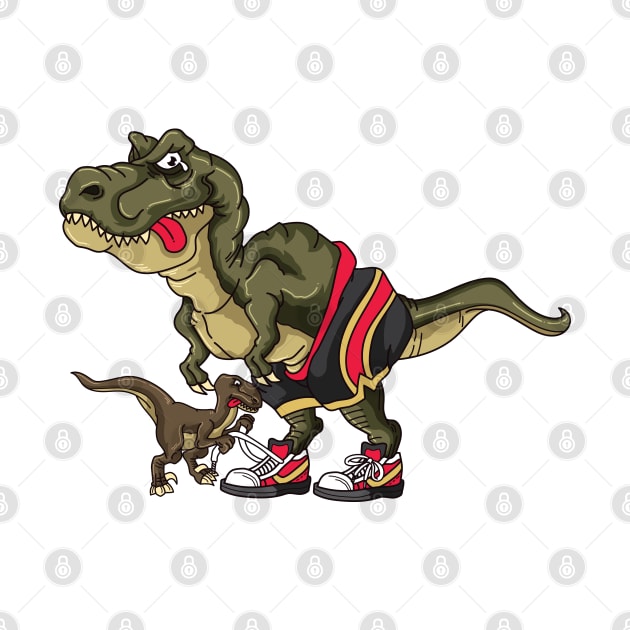 Funny Trex Trying to Tie Laces Velociraptor by ghsp