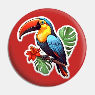 Colorful Toucan Perched Amongst Tropical Foliage Pin