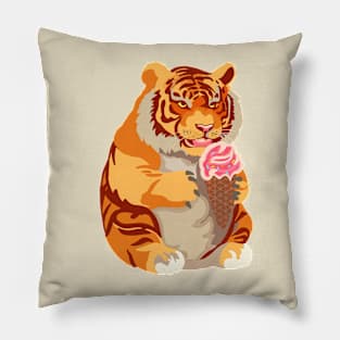 Chubby Tigers Love Parties and Icecream Pillow