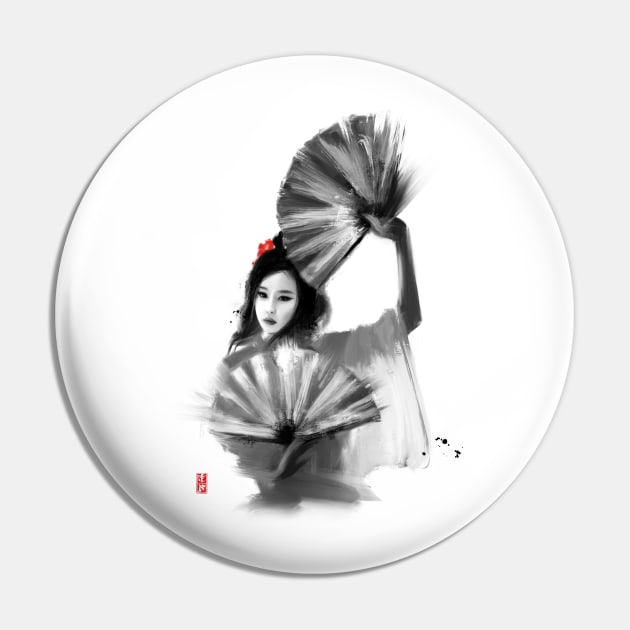 Geisha Fan Dance Pin by ILYOart