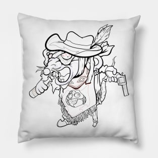 Dope Slluks character ink-pencil black-and-white mice on the mic drawing Pillow