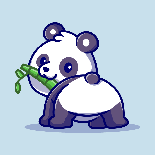Cute Baby Panda Eating Bamboo Cartoon by Catalyst Labs