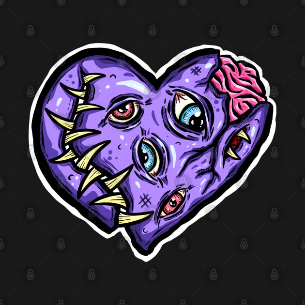 Zombie Heart Tooth Brain Purple Valentines Day by Squeeb Creative