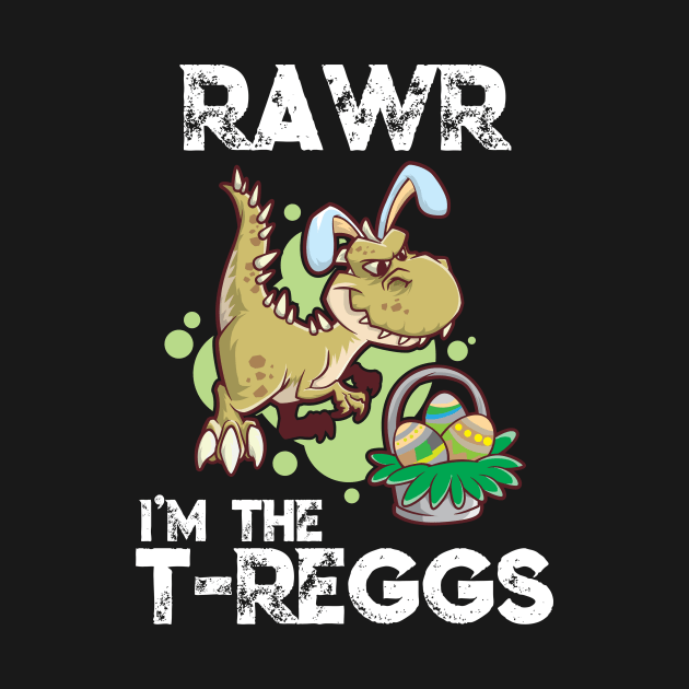 Kids T Rex Easter Bunny Dino T-Shirt Gift Idea Boy & Girl by TellingTales