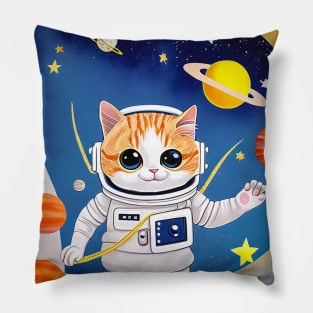 cat astronaut cute Pillow