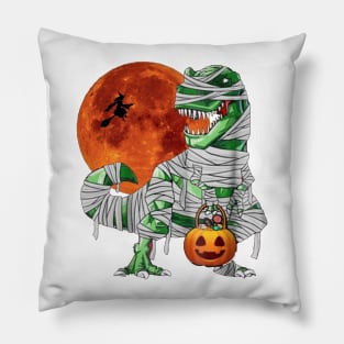 Halloween Pumkin Dinosaur T-rex & Witch Under the Moonlight Pillow