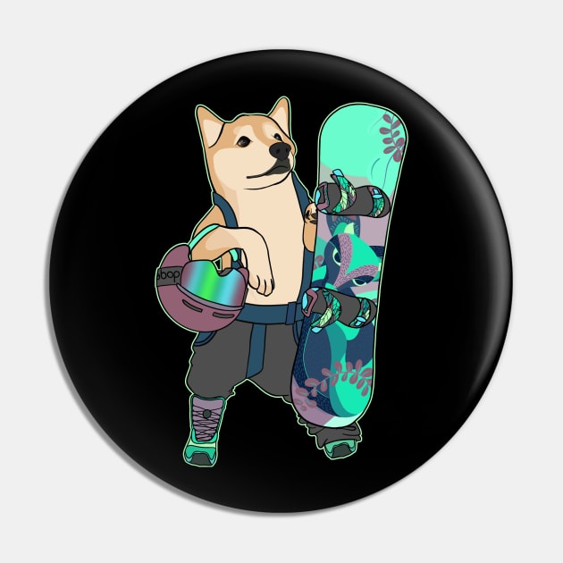 Snowboarding Shiba Pin by X-TrashPanda