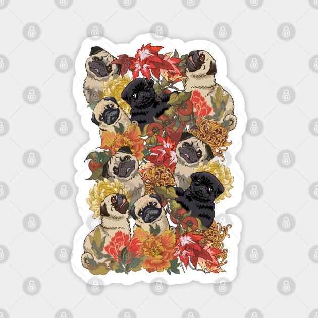 Because Pugs Autumn Magnet by huebucket