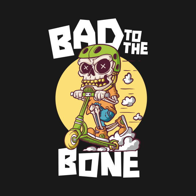 Bad to the Bone // Cute Scooter Skeleton by SLAG_Creative