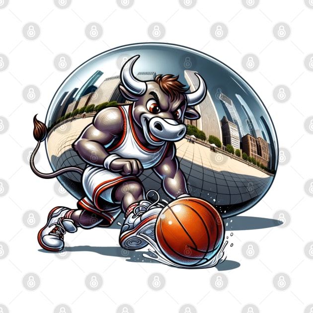 Bull at The Bean | Chicago Bull Basketball Bean by blueduckstuff