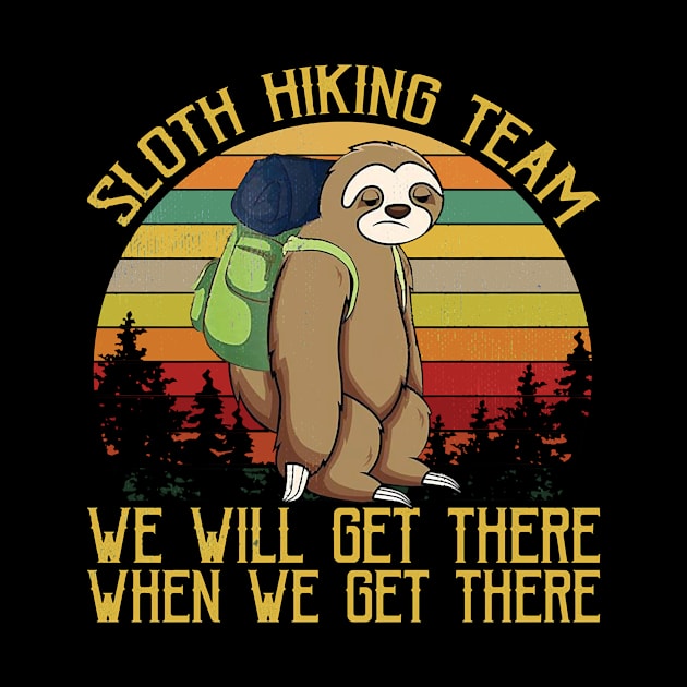 Sloth Hiking Team We Will Get There Funny Vintage by Sea Planet With Fish