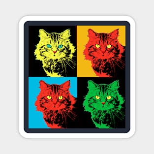 CAT POP ART  yellow red green Magnet