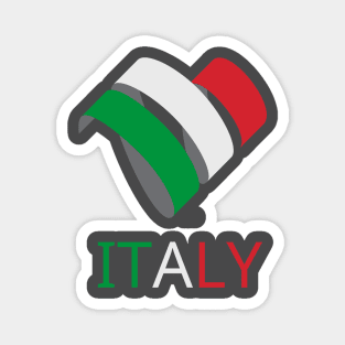 In this picture we see the flag of Italy in an unusual form. And also the name of the state is made in the colors of the flag itself. Magnet