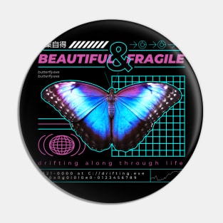 Vaporwave Butterfly Pin