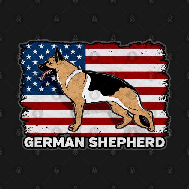 German Shepherd Dog American Flag by RadStar