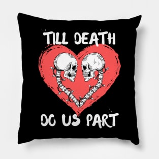 Till Death Do Us Part Skeleton/Skull Pink Heart Pillow