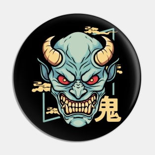 japanease demon oni design ( blue) Pin