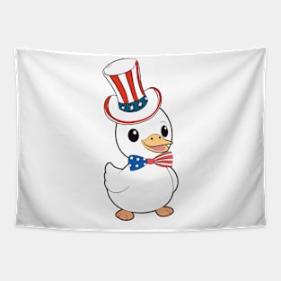 Funny duck is ready for independence day Tapestry
