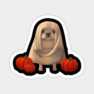 Spooky Halloween American Bulldog Puppy in Cheesecloth Funny Halloween Season Magnet