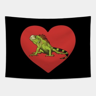 Iguana Heart for Iguana Lovers, Red Tapestry