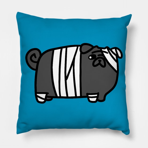 Hurt Black Pug Pillow by saradaboru