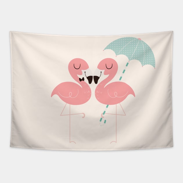 Flamingo lovers Tapestry by Khatii