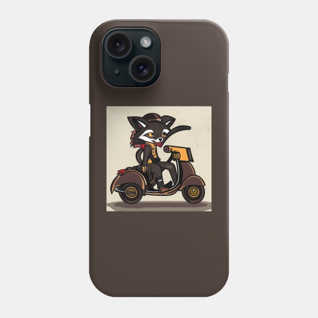 Fox fursona with boots sitting on a vespa moped with sunglasses Phone Case by Maffw