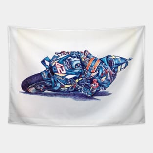 Ballpoint Sketching MotoGP Team No 42 Alex Rins Tapestry