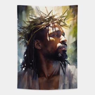 African American Art Jesus in Garden Tapestry