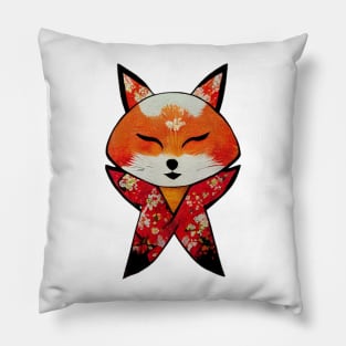 Cute japanese fox with a kimono Pillow