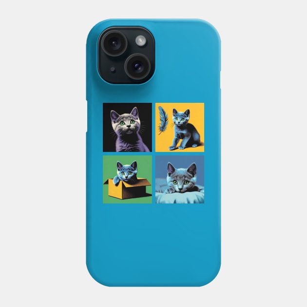Russian Blue Pop Art - Cute Kitties Phone Case by PawPopArt