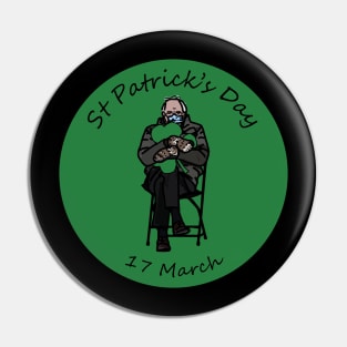 Bernie Sanders Mittens St Patricks Day Pin