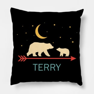 Terry Name Gift Personalized Mama Bear With 1 Cub Pillow