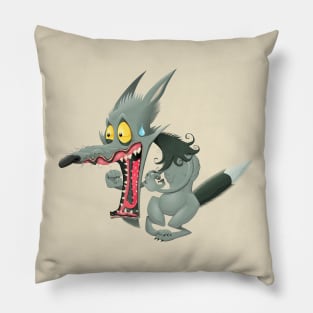 Scared Wolf Funny Pillow