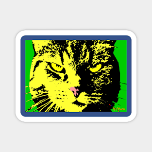 ANGRY CAT POP ART - YELLOW BLACK GREEN Magnet