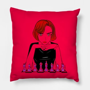 beth harmon the queen in gambit chess player ecopop art Pillow