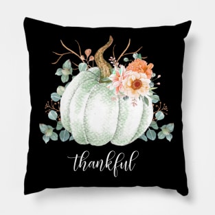 white pumpkin Thankful Pillow